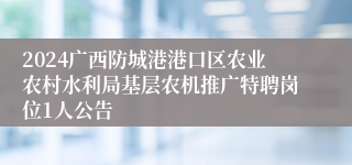 2024广西防城港港口区农业农村水利局基层农机推广特聘岗位1人公告