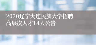 2020辽宁大连民族大学招聘高层次人才14人公告