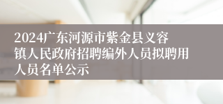 2024广东河源市紫金县义容镇人民政府招聘编外人员拟聘用人员名单公示