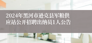 2024年黑河市逊克县军粮供应站公开招聘出纳员1人公告