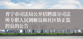 普宁市司法局公开招聘部分司法所专职人民调解员和社区矫正监控员的公告