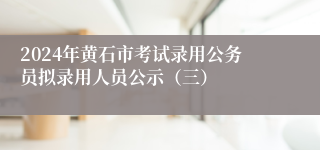 2024年黄石市考试录用公务员拟录用人员公示（三）
