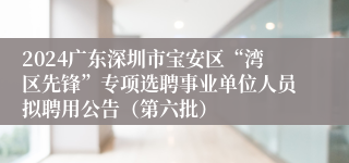 2024广东深圳市宝安区“湾区先锋”专项选聘事业单位人员拟聘用公告（第六批）