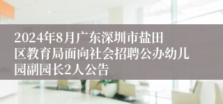 2024年8月广东深圳市盐田区教育局面向社会招聘公办幼儿园副园长2人公告