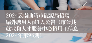2024云南曲靖市能源局招聘编外聘用人员1人公告（市公共就业和人才服务中心招用工信息2024年第96期）