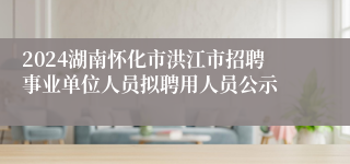 2024湖南怀化市洪江市招聘事业单位人员拟聘用人员公示