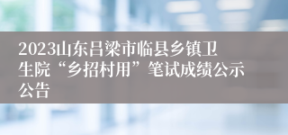 2023山东吕梁市临县乡镇卫生院“乡招村用”笔试成绩公示公告