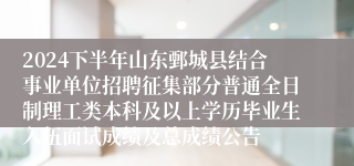 2024下半年山东鄄城县结合事业单位招聘征集部分普通全日制理工类本科及以上学历毕业生入伍面试成绩及总成绩公告