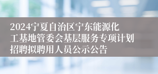 2024宁夏自治区宁东能源化工基地管委会基层服务专项计划招聘拟聘用人员公示公告