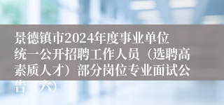 景德镇市2024年度事业单位统一公开招聘工作人员（选聘高素质人才）部分岗位专业面试公告（六）