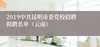 2019中共昆明市委党校招聘拟聘名单（云南）