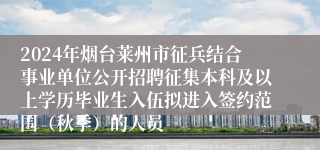 2024年烟台莱州市征兵结合事业单位公开招聘征集本科及以上学历毕业生入伍拟进入签约范围（秋季）的人员