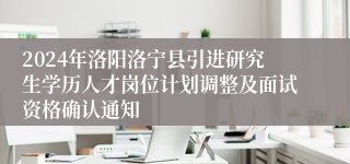 2024年洛阳洛宁县引进研究生学历人才岗位计划调整及面试资格确认通知