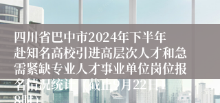 四川省巴中市2024年下半年赴知名高校引进高层次人才和急需紧缺专业人才事业单位岗位报名情况统计（截止9月22日18时）