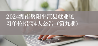 2024湖南岳阳平江县就业见习单位招聘4人公告（第九期）