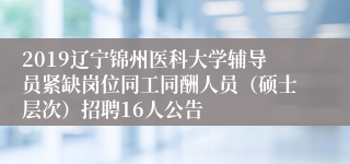 2019辽宁锦州医科大学辅导员紧缺岗位同工同酬人员（硕士层次）招聘16人公告
