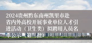 2024贵州黔东南州凯里市赴省内外高校开展事业单位人才引进活动（卫生类）拟聘用人员名单公示（第三批）