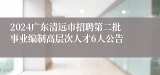 2024广东清远市招聘第二批事业编制高层次人才6人公告