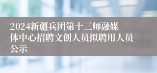 2024新疆兵团第十三师融媒体中心招聘文创人员拟聘用人员公示