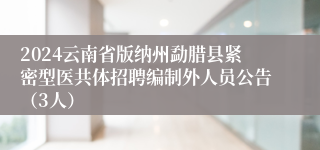 2024云南省版纳州勐腊县紧密型医共体招聘编制外人员公告（3人）