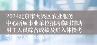 2024北京市大兴区农业服务中心所属事业单位招聘临时辅助用工人员综合成绩及进入体检考察阶段人员公示
