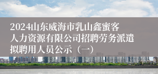 2024山东威海市乳山鑫蜜客人力资源有限公司招聘劳务派遣拟聘用人员公示（一）