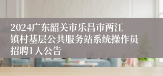 2024广东韶关市乐昌市两江镇村基层公共服务站系统操作员招聘1人公告