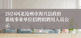 2024河北沧州市海兴县政府系统事业单位招聘拟聘用人员公示
