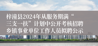 梓潼县2024年从服务期满“三支一扶”计划中公开考核招聘乡镇事业单位工作人员拟聘公示