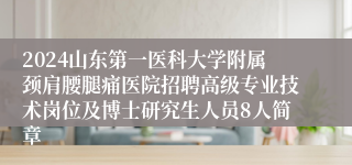 2024山东第一医科大学附属颈肩腰腿痛医院招聘高级专业技术岗位及博士研究生人员8人简章