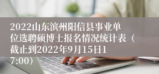 2022山东滨州阳信县事业单位选聘硕博士报名情况统计表（截止到2022年9月15日17:00）