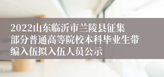 2022山东临沂市兰陵县征集部分普通高等院校本科毕业生带编入伍拟入伍人员公示