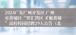 2024广东广州开发区 广州市黄埔区“智汇湾区 才聚黄埔”高校校园招聘29人公告（北京、上海、武汉设点）