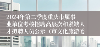 2024年第二季度重庆市属事业单位考核招聘高层次和紧缺人才拟聘人员公示（市文化旅游委）