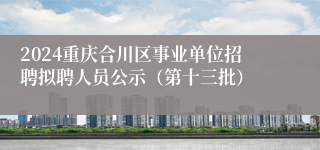 2024重庆合川区事业单位招聘拟聘人员公示（第十三批）
