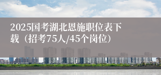 2025国考湖北恩施职位表下载（招考75人/45个岗位）