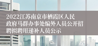 2022江苏南京市栖霞区人民政府马群办事处编外人员公开招聘拟聘用递补人员公示