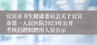宜宾市卫生健康委员会关于宜宾市第一人民医院2023年公开考核招聘拟聘用人员公示