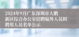 2024年9月广东深圳市大鹏新区综合办公室招聘编外人员拟聘用人员名单公示