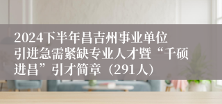 2024下半年昌吉州事业单位引进急需紧缺专业人才暨“千硕进昌”引才简章（291人）