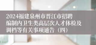 2024福建泉州市晋江市招聘编制内卫生类高层次人才体检及调档等有关事项通告（四）