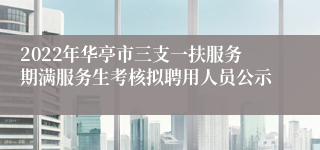 2022年华亭市三支一扶服务期满服务生考核拟聘用人员公示