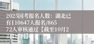 2025国考报名人数：湖北已有110647人报名/86572人审核通过【截至10月23日17时】