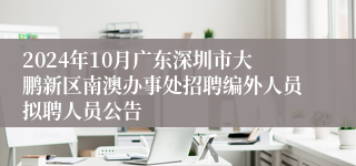 2024年10月广东深圳市大鹏新区南澳办事处招聘编外人员拟聘人员公告