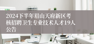 2024下半年眉山天府新区考核招聘卫生专业技术人才19人公告