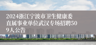 2024浙江宁波市卫生健康委直属事业单位武汉专场招聘509人公告