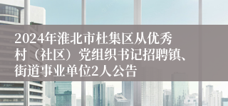 2024年淮北市杜集区从优秀村（社区）党组织书记招聘镇、街道事业单位2人公告