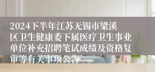 2024下半年江苏无锡市梁溪区卫生健康委下属医疗卫生事业单位补充招聘笔试成绩及资格复审等有关事项公告