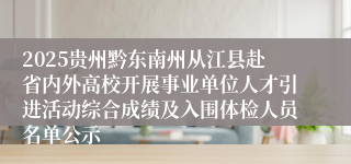 2025贵州黔东南州从江县赴省内外高校开展事业单位人才引进活动综合成绩及入围体检人员名单公示