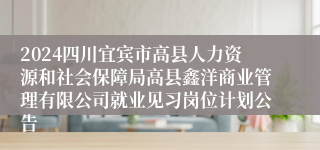 2024四川宜宾市高县人力资源和社会保障局高县鑫洋商业管理有限公司就业见习岗位计划公告